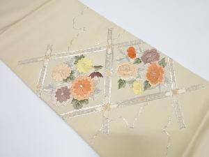 アンティーク 格天井に花丸文様刺繍袋帯(材料)